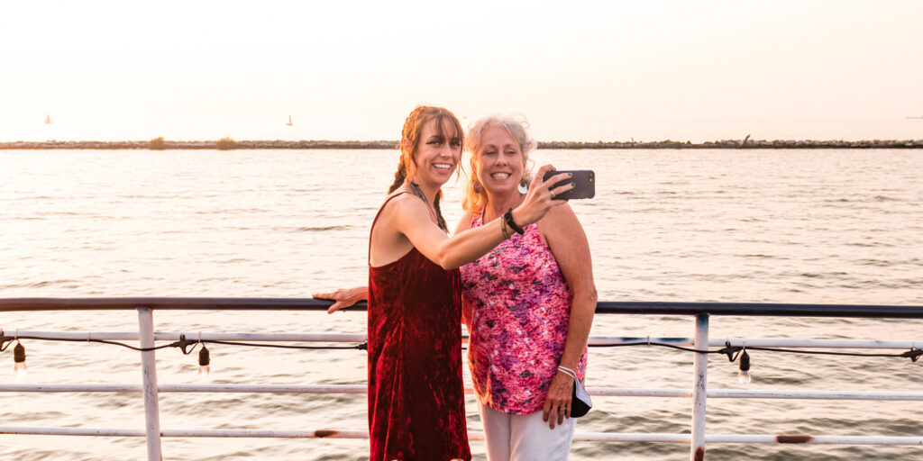 Mother and daughter on Lady Caroline for Mother's Day dinner.