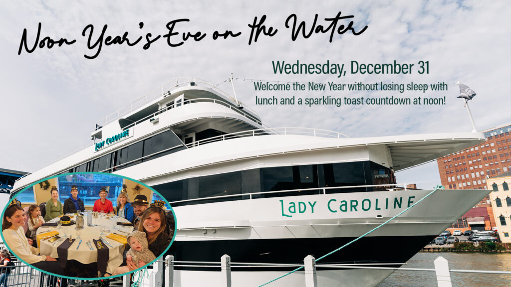 Photo of family from Noon Year's Eve 2024 in front of Lady Caroline Cruise Ship